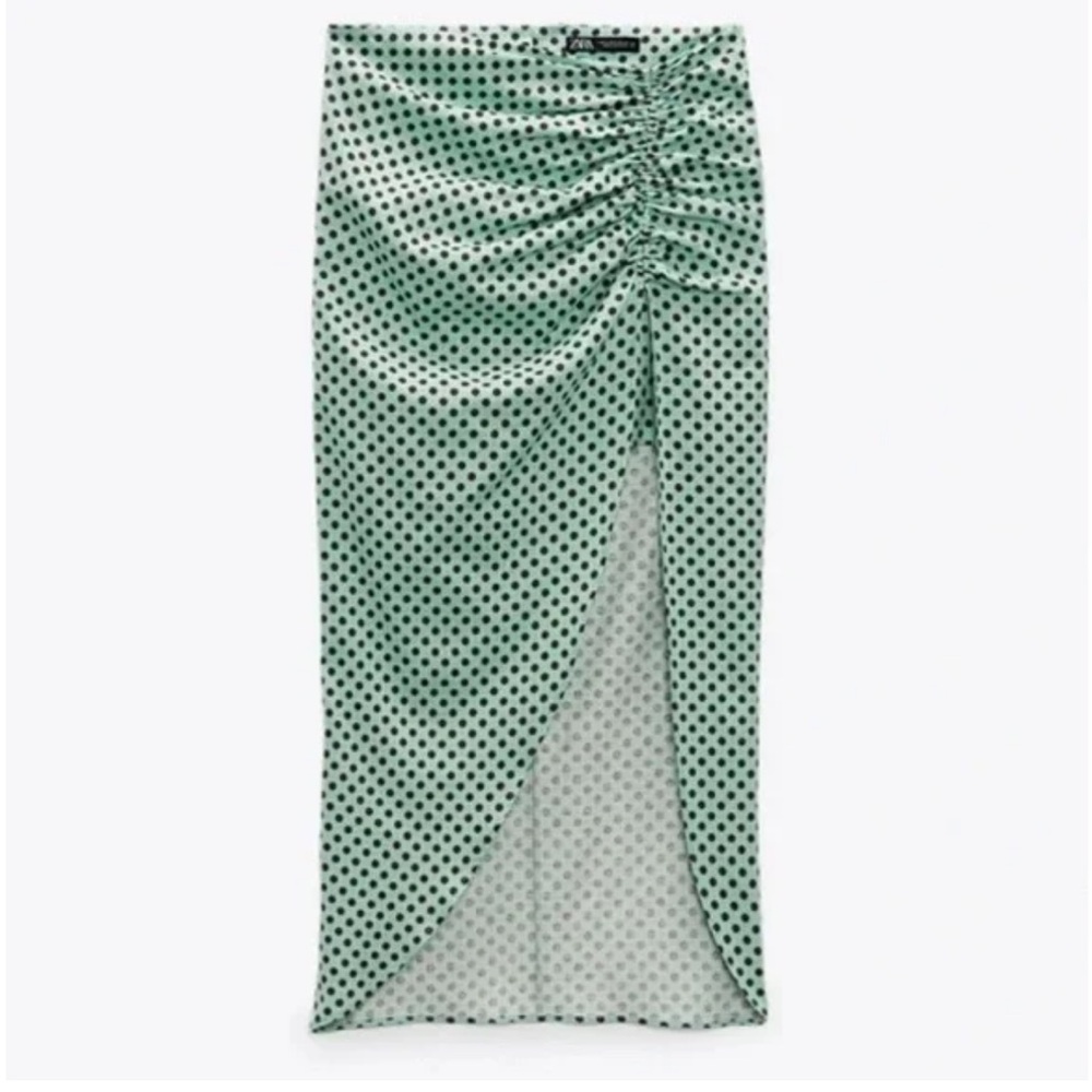 ZARA GREEN POLKA DOT SKIRT and ZARA BLACK SPAGHETTI STRAP BODY SUIT
